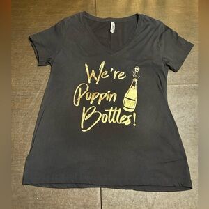 Next Level Apparel Black Tee with Gold Champagne Print